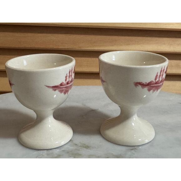Vintage Johnson Brothers "Old Britain Castles" Pink Single Egg Cups - Set of 2 - Picture 2 of 7
